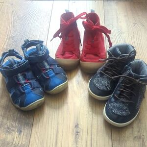 Three pairs of size 9 toddler boy shoes Cat & Jack and Wonder Nation